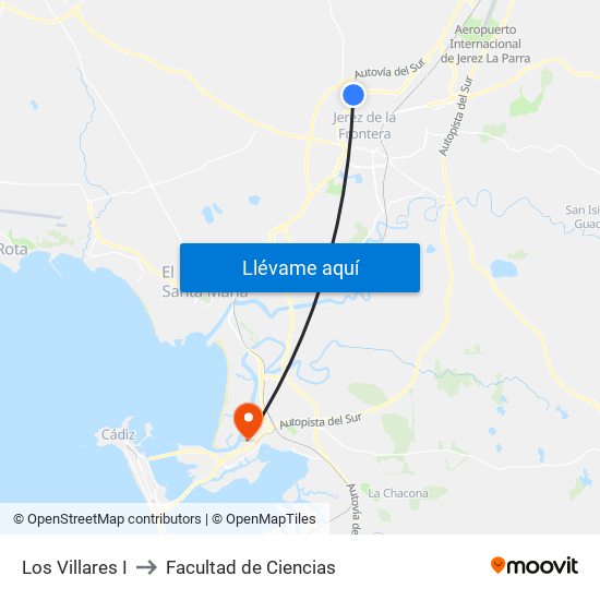 Los Villares I to Facultad de Ciencias map