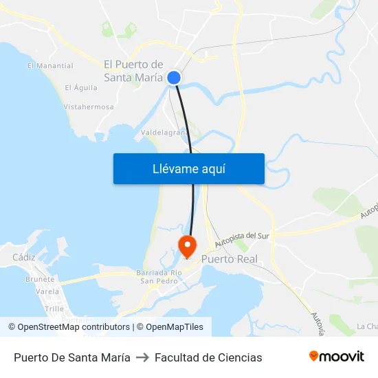 Puerto De Santa María to Facultad de Ciencias map