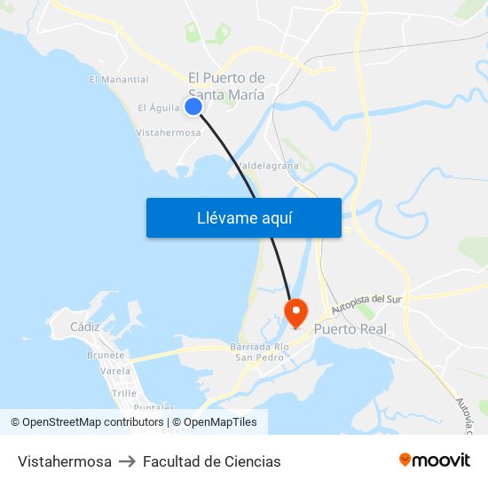 Vistahermosa to Facultad de Ciencias map