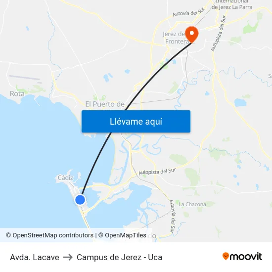 Avda. Lacave to Campus de Jerez - Uca map