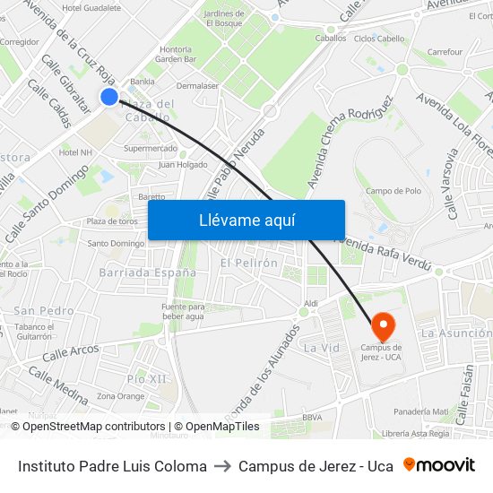 Instituto Padre Luis Coloma to Campus de Jerez - Uca map