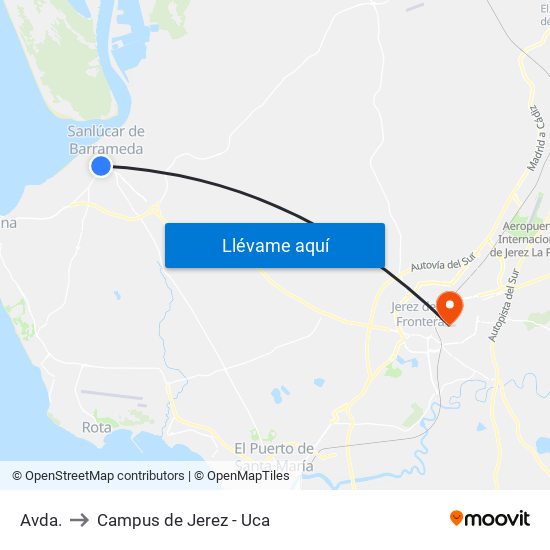 Avda. to Campus de Jerez - Uca map