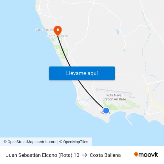 Juan Sebastián Elcano (Rota) 10 to Costa Ballena map