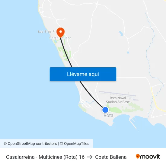 Casalarreina - Multicines (Rota) 16 to Costa Ballena map
