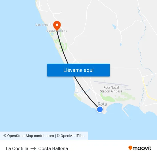 La Costilla to Costa Ballena map
