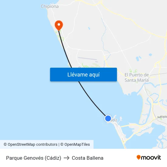 Parque Genovés (Cádiz) to Costa Ballena map