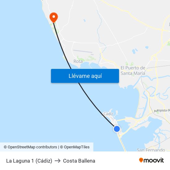 La Laguna 1 (Cádiz) to Costa Ballena map