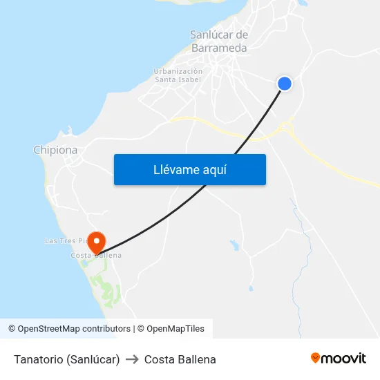 Tanatorio (Sanlúcar) to Costa Ballena map