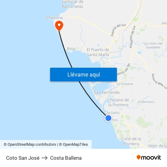 Coto San José to Costa Ballena map