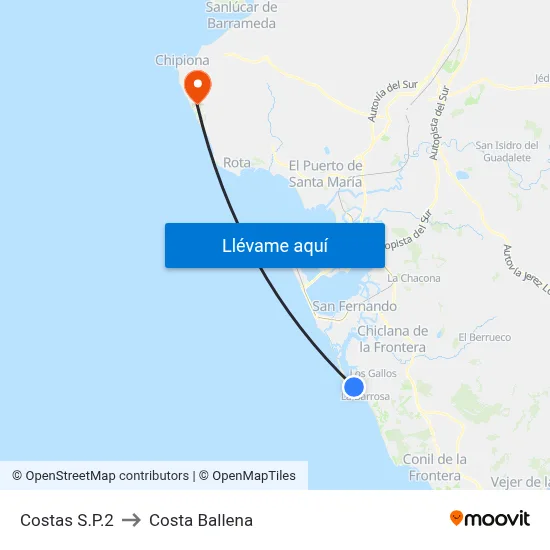 Costas S.P.2 to Costa Ballena map