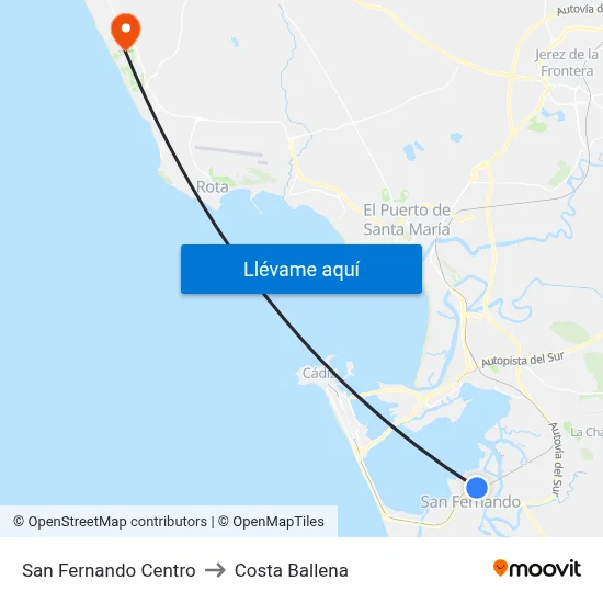San Fernando Centro to Costa Ballena map