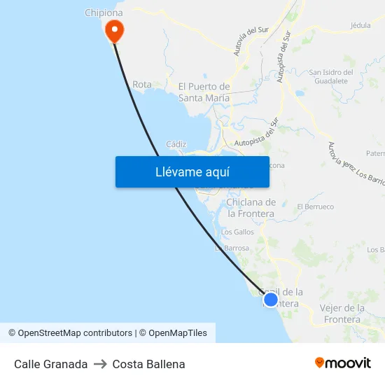 Calle Granada to Costa Ballena map