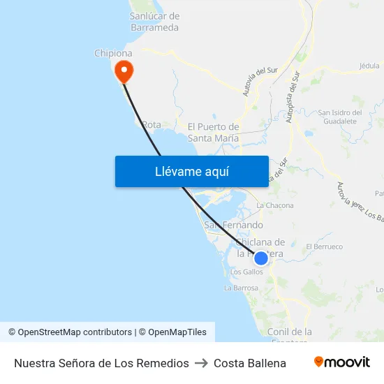 Nuestra Señora de Los Remedios to Costa Ballena map