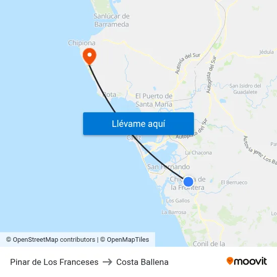 Pinar de Los Franceses to Costa Ballena map