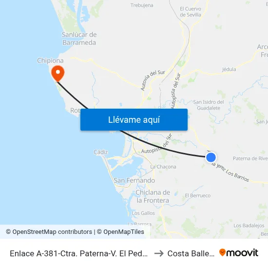 Enlace A-381-Ctra. Paterna-V. El Pedroso to Costa Ballena map