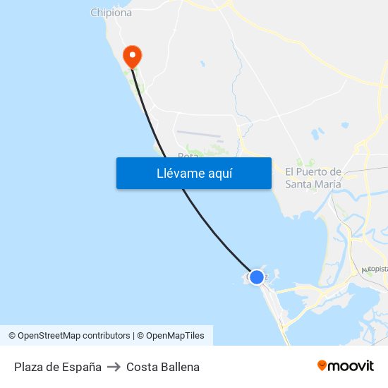 Plaza de España to Costa Ballena map
