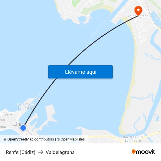 Renfe (Cádiz) to Valdelagrana map