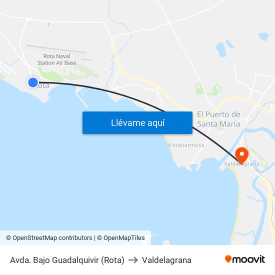 Avda. Bajo Guadalquivir (Rota) to Valdelagrana map