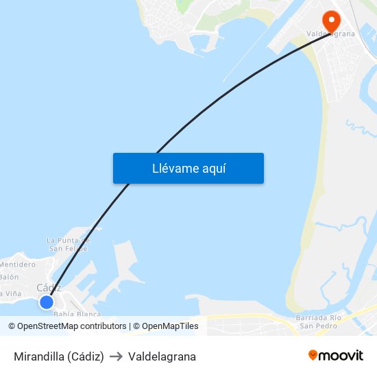 Mirandilla (Cádiz) to Valdelagrana map