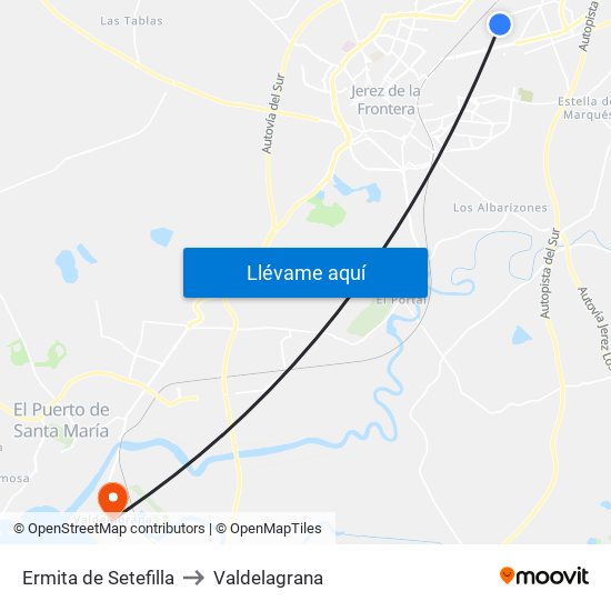 Ermita de Setefilla to Valdelagrana map