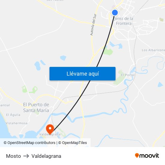 Mosto to Valdelagrana map