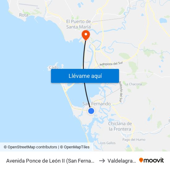 Avenida Ponce de León II (San Fernando) to Valdelagrana map