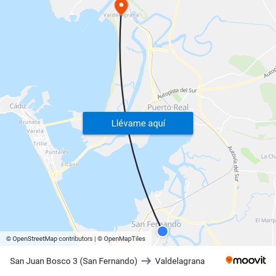 San Juan Bosco 3 (San Fernando) to Valdelagrana map