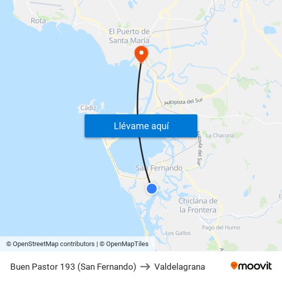 Buen Pastor 193 (San Fernando) to Valdelagrana map
