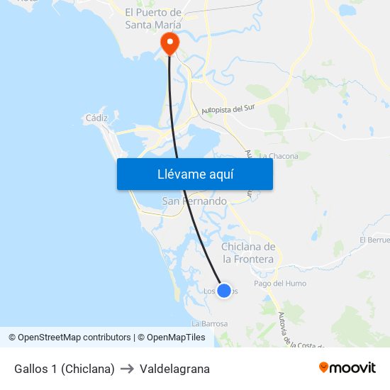 Gallos 1 (Chiclana) to Valdelagrana map