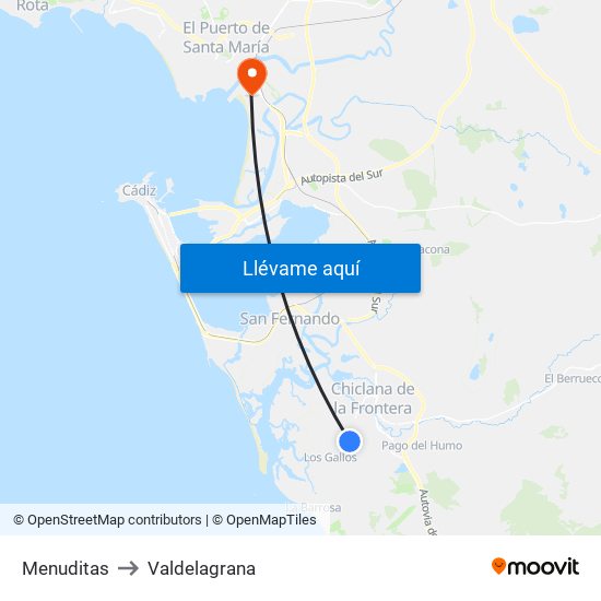 Menuditas to Valdelagrana map