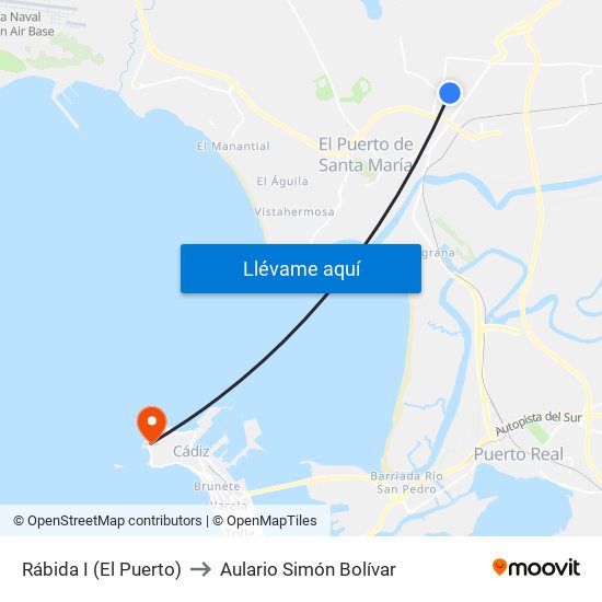 Rábida I (El Puerto) to Aulario Simón Bolívar map