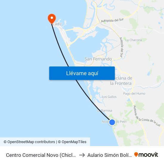 Centro Comercial Novo (Chiclana) to Aulario Simón Bolívar map