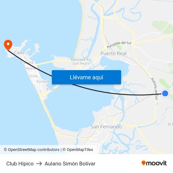 Club Hípico to Aulario Simón Bolívar map