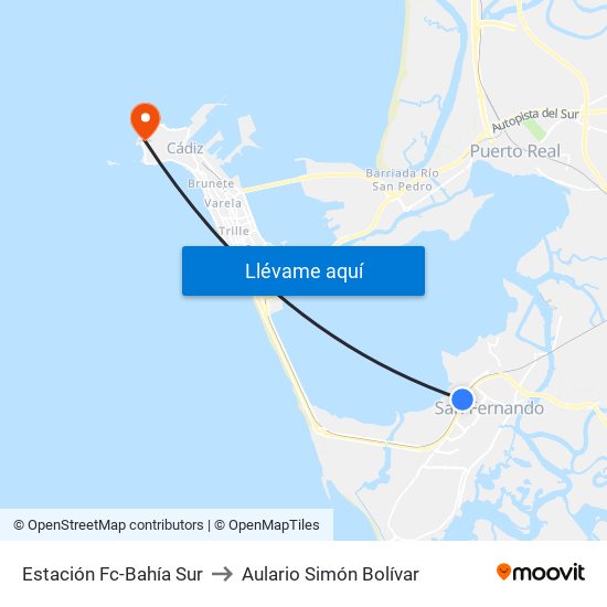 Estación Fc-Bahía Sur to Aulario Simón Bolívar map