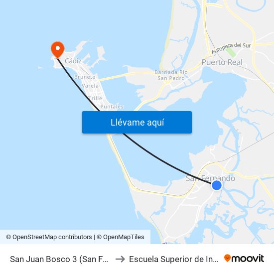 San Juan Bosco 3 (San Fernando) to Escuela Superior de Ingeniería map