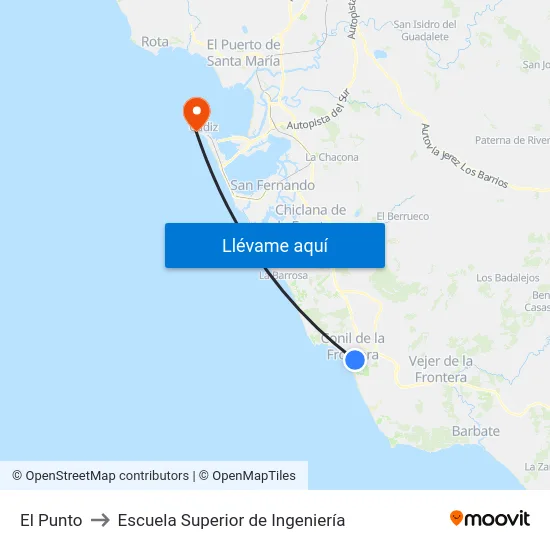 El Punto to Escuela Superior de Ingeniería map