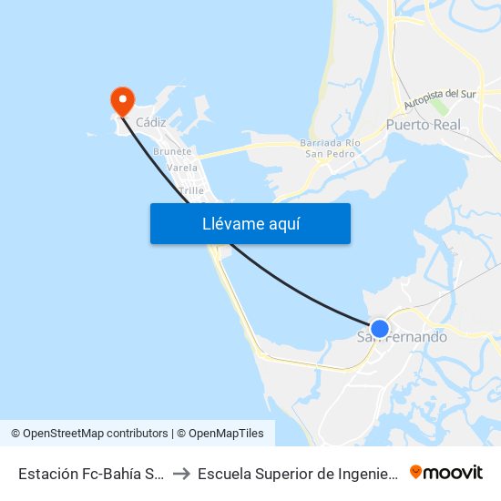 Estación Fc-Bahía Sur to Escuela Superior de Ingeniería map