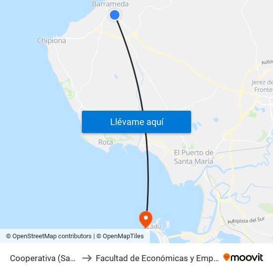 Cooperativa (Sanlúcar) to Facultad de Económicas y Empresariales map