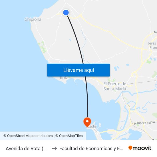 Avenida de Rota (Sanlucar) to Facultad de Económicas y Empresariales map