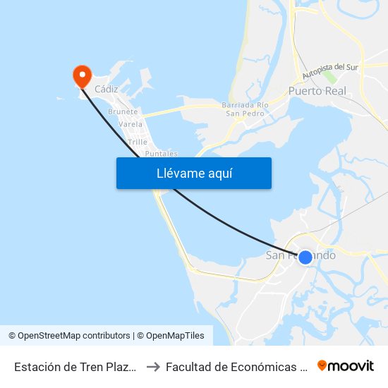 Estación de Tren Plaza de La Iglesia to Facultad de Económicas y Empresariales map