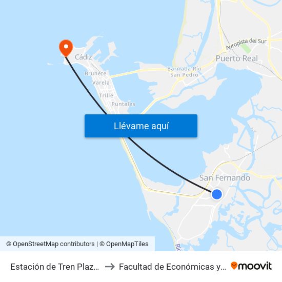 Estación de Tren Plaza Del Carmen to Facultad de Económicas y Empresariales map