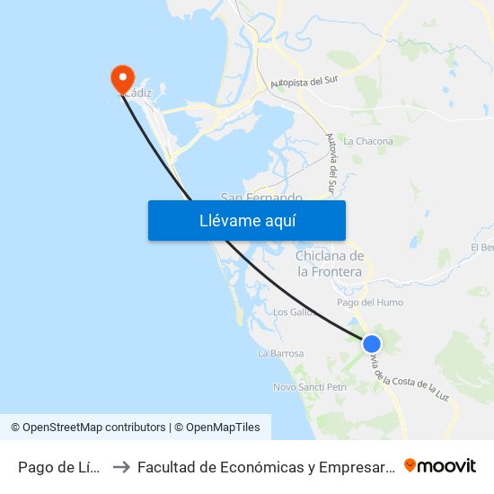 Pago de Lío B to Facultad de Económicas y Empresariales map