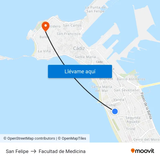 San Felipe to Facultad de Medicina map