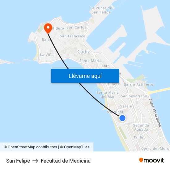 San Felipe to Facultad de Medicina map