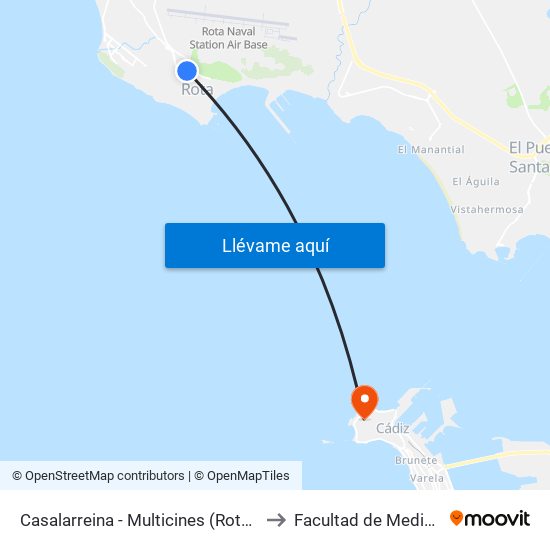 Casalarreina - Multicines (Rota) 16 to Facultad de Medicina map
