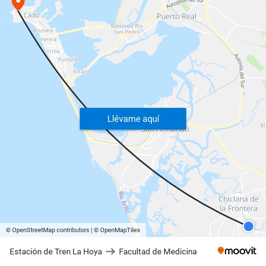 Estación de Tren La Hoya to Facultad de Medicina map