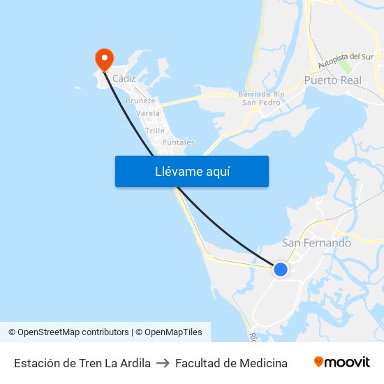 Estación de Tren La Ardila to Facultad de Medicina map