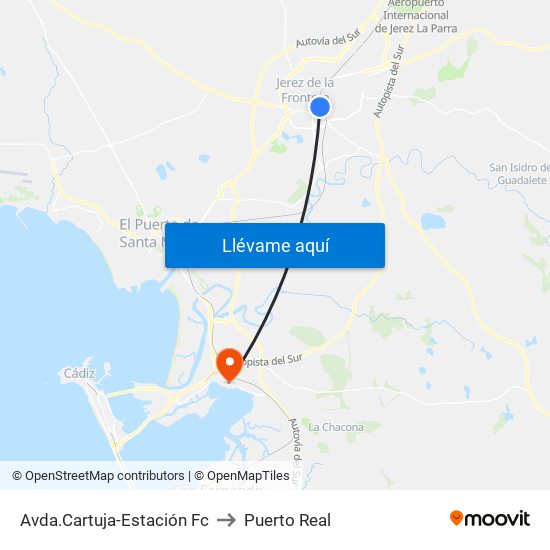 Avda.Cartuja-Estación Fc to Puerto Real map