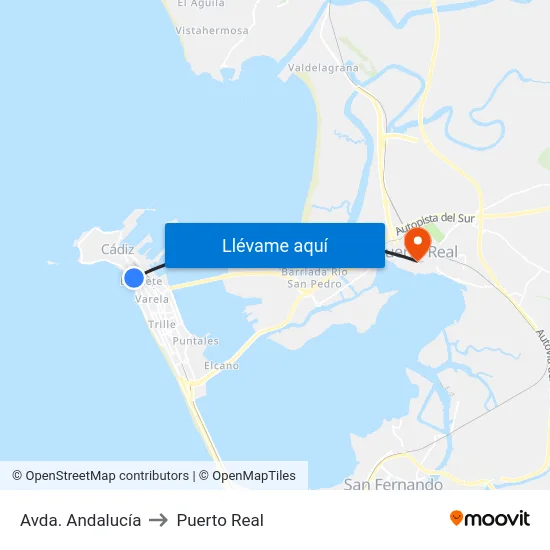 Avda. Andalucía to Puerto Real map