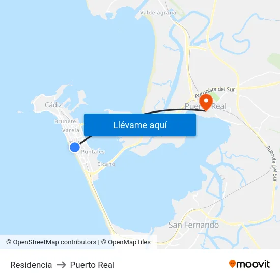 Residencia to Puerto Real map